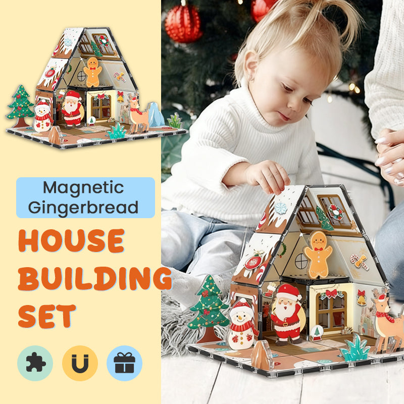 🎄Magnetic Gingerbread House Building Set
