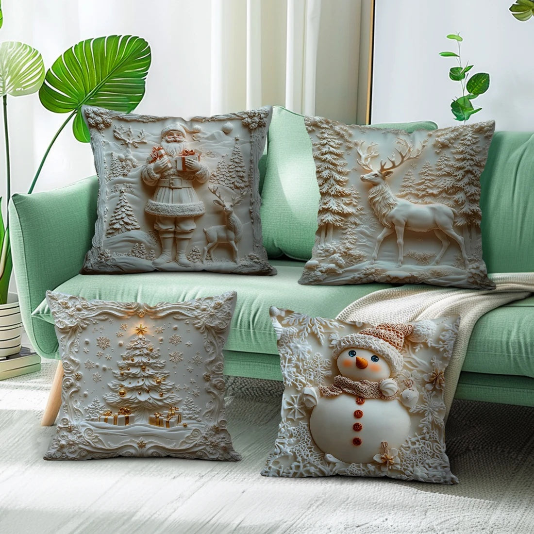 🎄White Christmas Cushion Cover Set